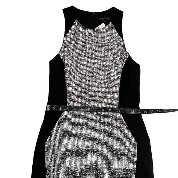 Rag & Bone Bodycon Sheath Dress White & Black Weave Pattern Size XSmall - Picture 9 of 11